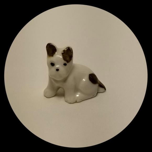 Vintage Boston Terrier Pottery Dog Brown White - Picture 1 of 5